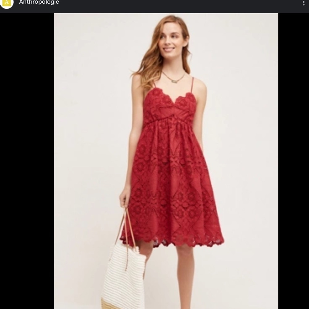 ❤️ Maeve (Anthropologie) Red Lace Fit & Flare Dress – Size 4